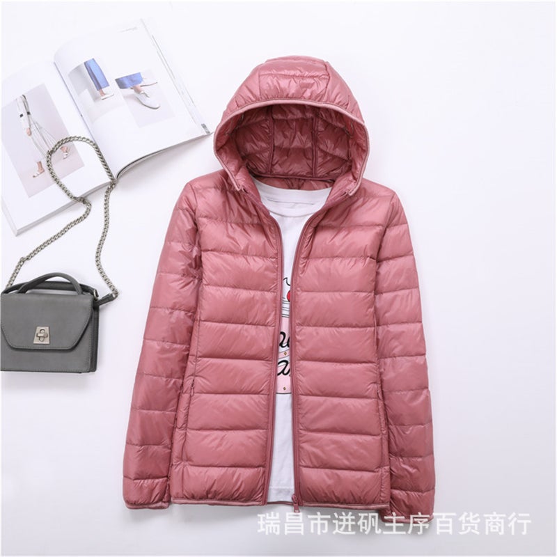 Hooded zipper down cotton-padded jacket womens autumn and winter new cotton-padded clothes for female students Korean fashion versatile top foreign trade cross-border Orange red  - Image 3