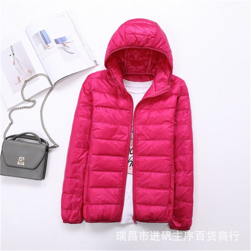 Hooded zipper down cotton-padded jacket womens autumn and winter new cotton-padded clothes for female students Korean fashion versatile top foreign trade cross-border Orange red  - Image 4