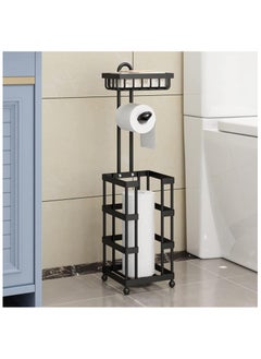 Beauenty Toilet Paper Roll Holder Stand for Large Rolls with Storage Tray   Free Standing Toilet Paper Dispenser and Storage Reserve  - Image 2