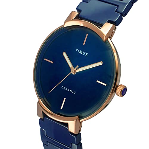TIMEX Analog Watch for Man with Blue Round Dial & Blue Ceramic Bracelet Band Water Resistant Men's Wrist Watches - TWEG21201 - Image 2