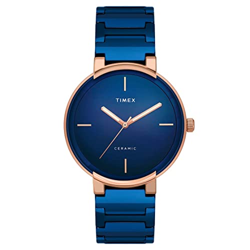TIMEX Analog Watch for Man with Blue Round Dial & Blue Ceramic Bracelet Band Water Resistant Men's Wrist Watches - TWEG21201 - Image 1