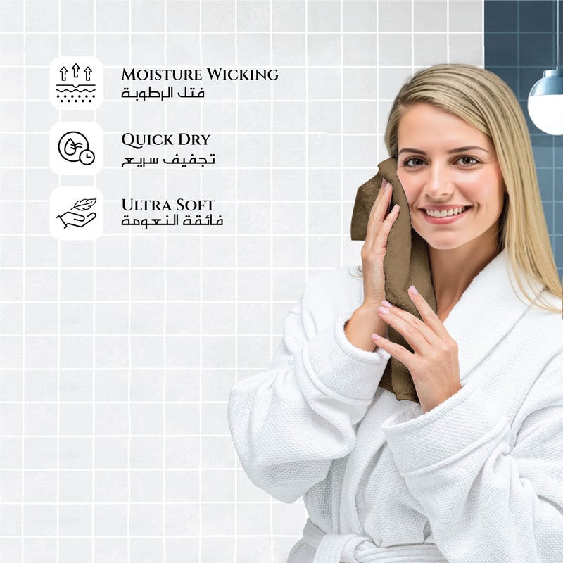 ريست REST  1PC Face Towel 100% Cotton 30x30cm , 12x12 inches Brown Towel Soft and High Absorbent Super Soft Quality Towel - Image 3
