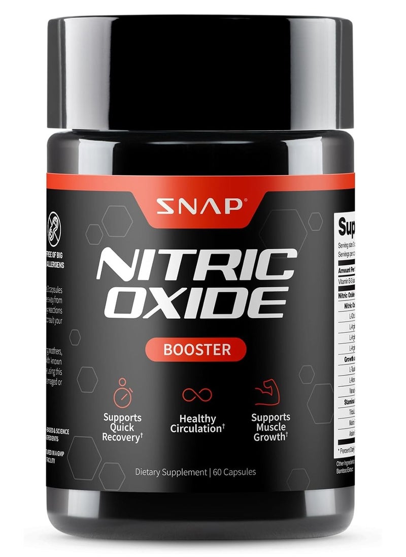 SNAP SUPPLEMENTS Nitric Oxide Booster Supports Quick Recovery Healthy Circulation supports Muscle Growth Dietary Supplement 60 Capsules  - Image 1