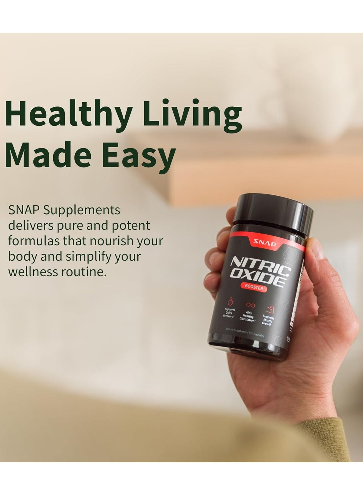 Nitric Oxide Booster Supports Quick Recovery Healthy Circulation Supports Muscle Growth Dietary Supplement 60 Capsules