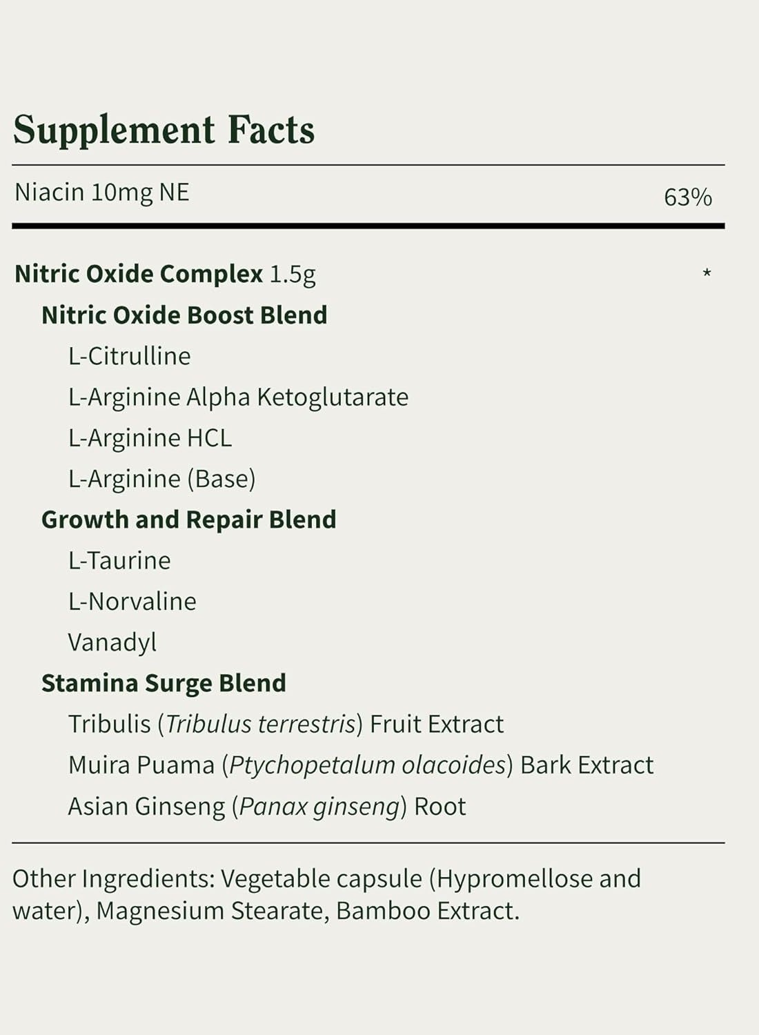 Nitric Oxide Booster Supports Quick Recovery Healthy Circulation Supports Muscle Growth Dietary Supplement 60 Capsules