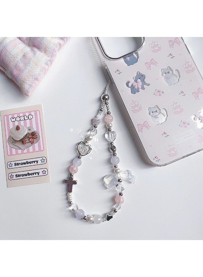 NIBEMINENT Phone Charm/ Chain Strap for Women Girls, Dopamine Sweetheart Cell Phone Case Lanyard Wrist Strap