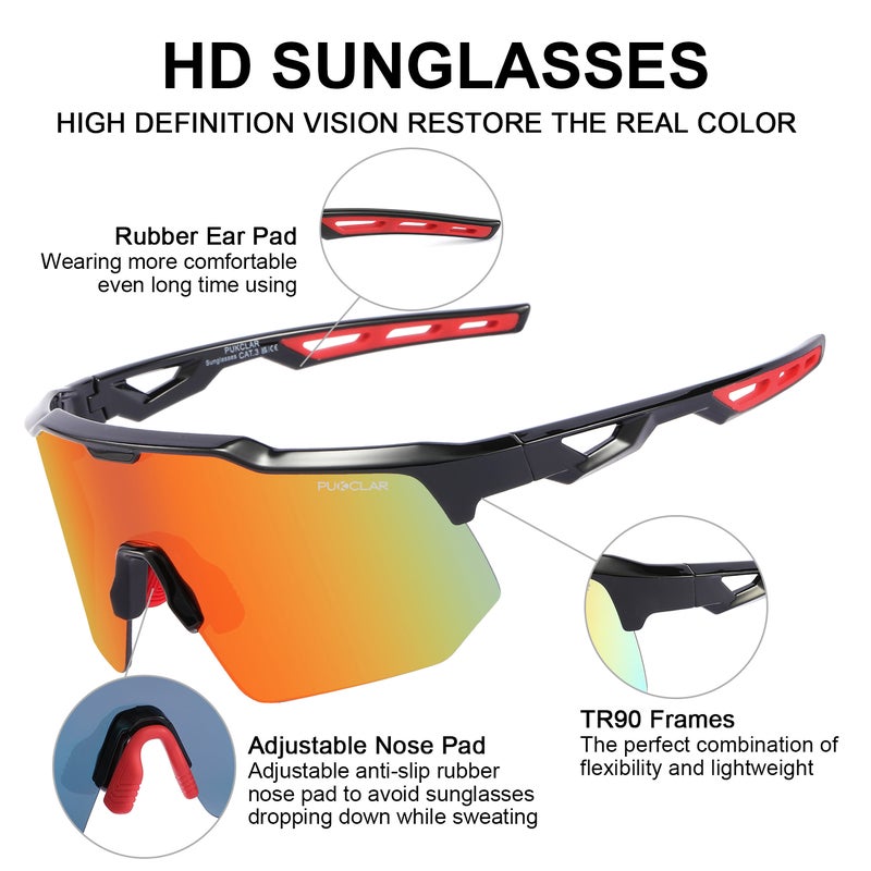 بوكيلار PUKCLAR ركوب الدراجات نظارات شمسية للرجال النساء TR90 إطار خفيف الوزن للرجال دراجة نظارات شمسية مع UV400 حماية للدراجات التزلج قيادة الدراجات النارية - Image 4