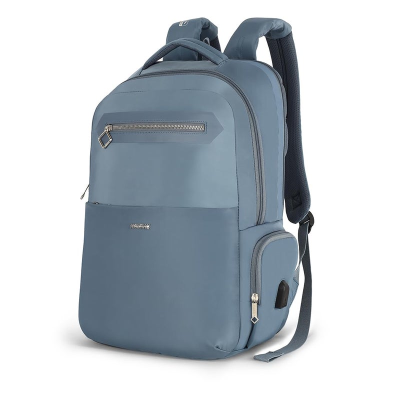 American Tourister Jit+ 2.0 Style 02 | 28L Backpack | 17" Laptop Bag | 2 Compartments | Smart College & Office Backpack for Men and Women | USB Charging Port, Rain Cover & Smart Sleeve | Mirage Blue | 1 Year Global Warranty - Image 4