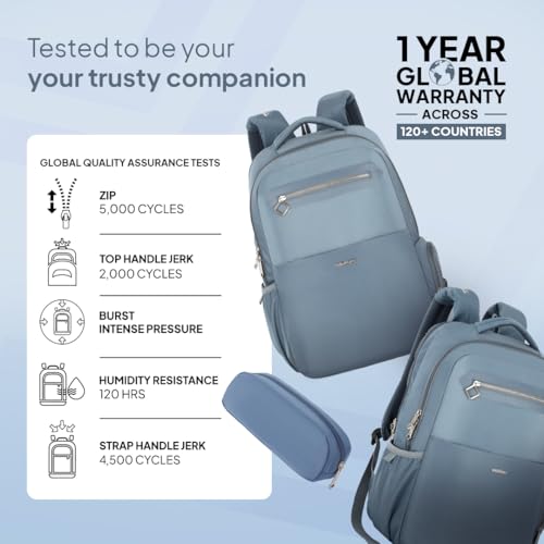 American Tourister Jit+ 2.0 Style 02 | 28L Backpack | 17" Laptop Bag | 2 Compartments | Smart College & Office Backpack for Men and Women | USB Charging Port, Rain Cover & Smart Sleeve | Mirage Blue | 1 Year Global Warranty - Image 3