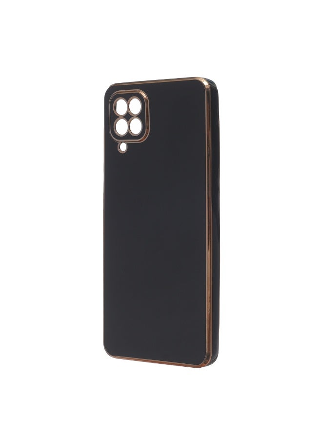 Silicone Case Anti-Shookprof With A Modern Streamlined Design And Gold Electroplated Edges Compatible with Samsung A12 Black - Image 3