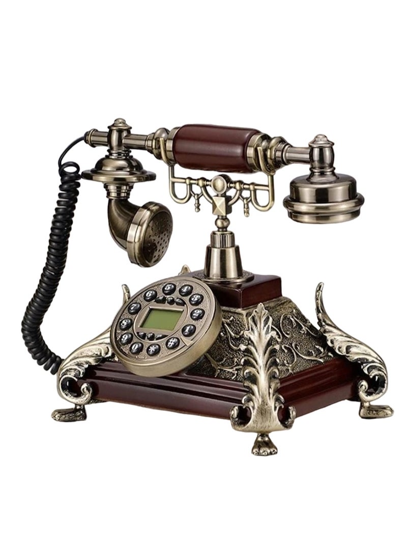Vintage Retro Antique Landline Phone with Majestic Look, Vintage Telephone European Style Landline Old Fashion Wired Fixed Telephone Holiday Home Office Cafe Bar Decoration - Image 1