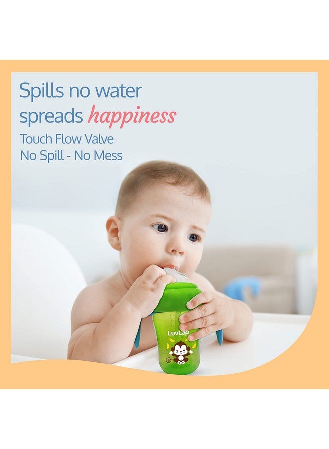 Luvlap كوب بانانا تايم 210 مل مقاوم للانسكاب، مع قشة وحنفية سيليكون ناعمة وخالية من BPA، مناسب للأطفال من 6 أشهر وما فوق (أخضر) - Image 2