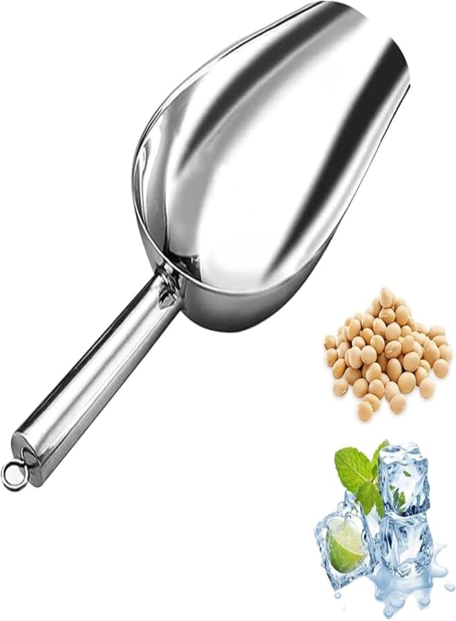Metal Ice Scoop 6 Oz, Small Stainless Steel Ice Scooper for Ice Maker Ice Bucket Kitchen Freezer Bar Party Wedding, Heavy Duty Ice Cube Scooper, Food Scoops, Dishwasher Safe