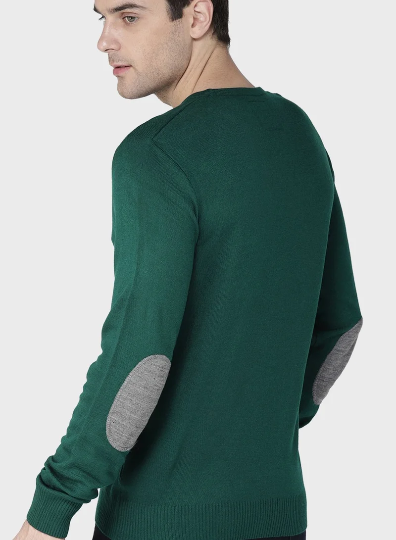 Mast & Harbour Elbow Patch Knitted Sweater