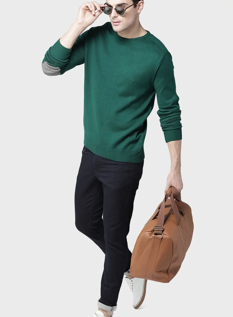 Mast & Harbour Elbow Patch Knitted Sweater