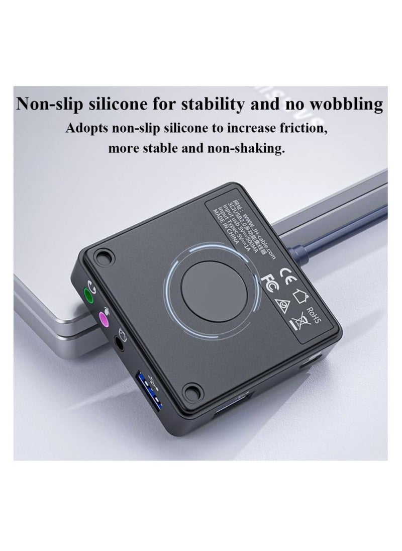 Generic - Max External Sound Card, USB Audio Adapter Fit for PC Windows, Mac, Linux, Laptops, Desktops, Stereo Sound Card with 3.5mm Interface & USB Interface, Volume Control, Plug & Play (6-in-1, Black) - Image 1