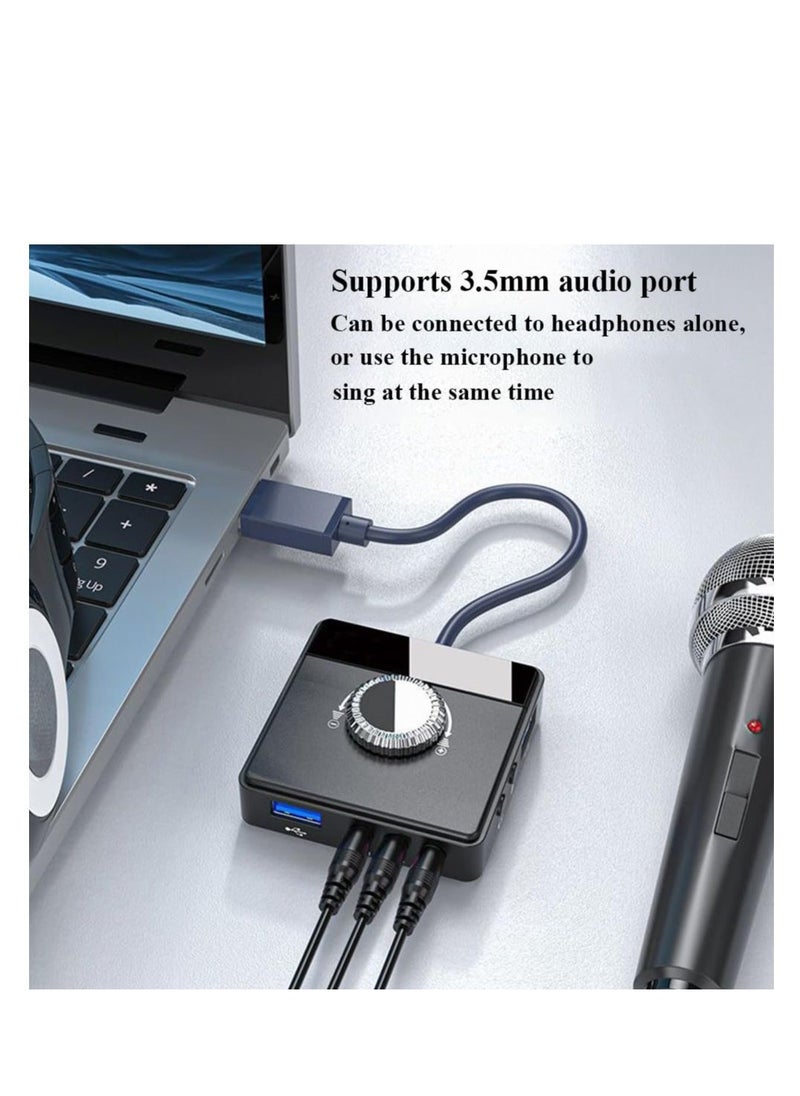 Generic - Max External Sound Card, USB Audio Adapter Fit for PC Windows, Mac, Linux, Laptops, Desktops, Stereo Sound Card with 3.5mm Interface & USB Interface, Volume Control, Plug & Play (6-in-1, Black) - Image 1