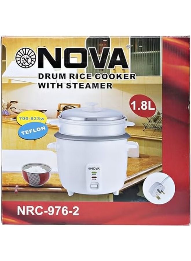 NOVA طباخ أرز متعدد الوظائف 1.8 لتر NRC-976-2 مع بخار، وعاء داخلي غير لاصق، وضع الحفاظ على الحرارة التلقائي، طهي سريع، موفر للطاقة، مثالي للأرز، العصيدة والبخار، تصميم متين، سهل التنظيف - Image 1