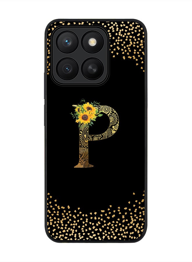 Stylizedd For Honor X8c Case,Slim fit Camera Protection, Shockproof Thin Phone cover  - Custom Floral Monogram - P ( Black )