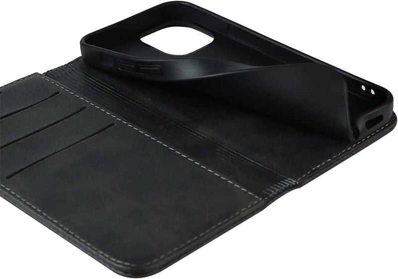 iCoverCase for iPhone 13 Wallet Case with Card Holder, PU Leather Magnetic Kickstand Feature Shockproof Protective Flip Cover Case - Dark Gray - Image 5