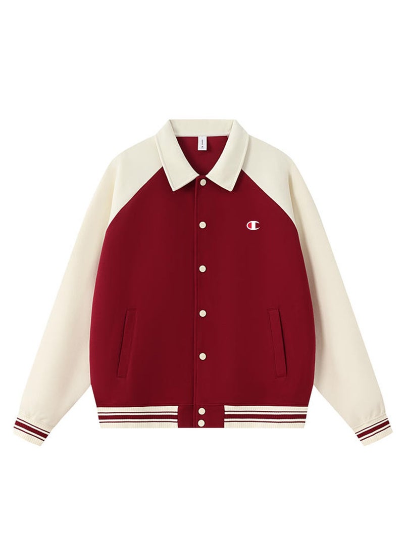 Champion Color-block Lapel Contrast Baseball Jacket - Image 3