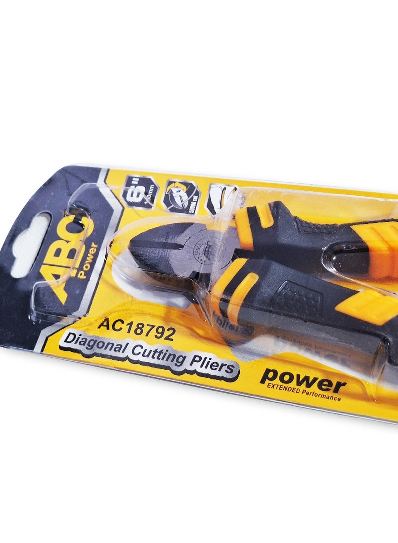 اي بي سي كماشة قطع قطرية 6 بوصة، شفرة حادة قوية، مقابض مريحة مطلية بطبقة غير قابلة للانزلاق، لقطع روابط الكابلات والبلاستيك الخفيف والأسلاك المعدنية والنحاسية بسهولة، تصميم صناعي قوي لتحمل الاستخدام الشاق، للاستخدام اليومي في ورش العمل والمنازل - Image 5