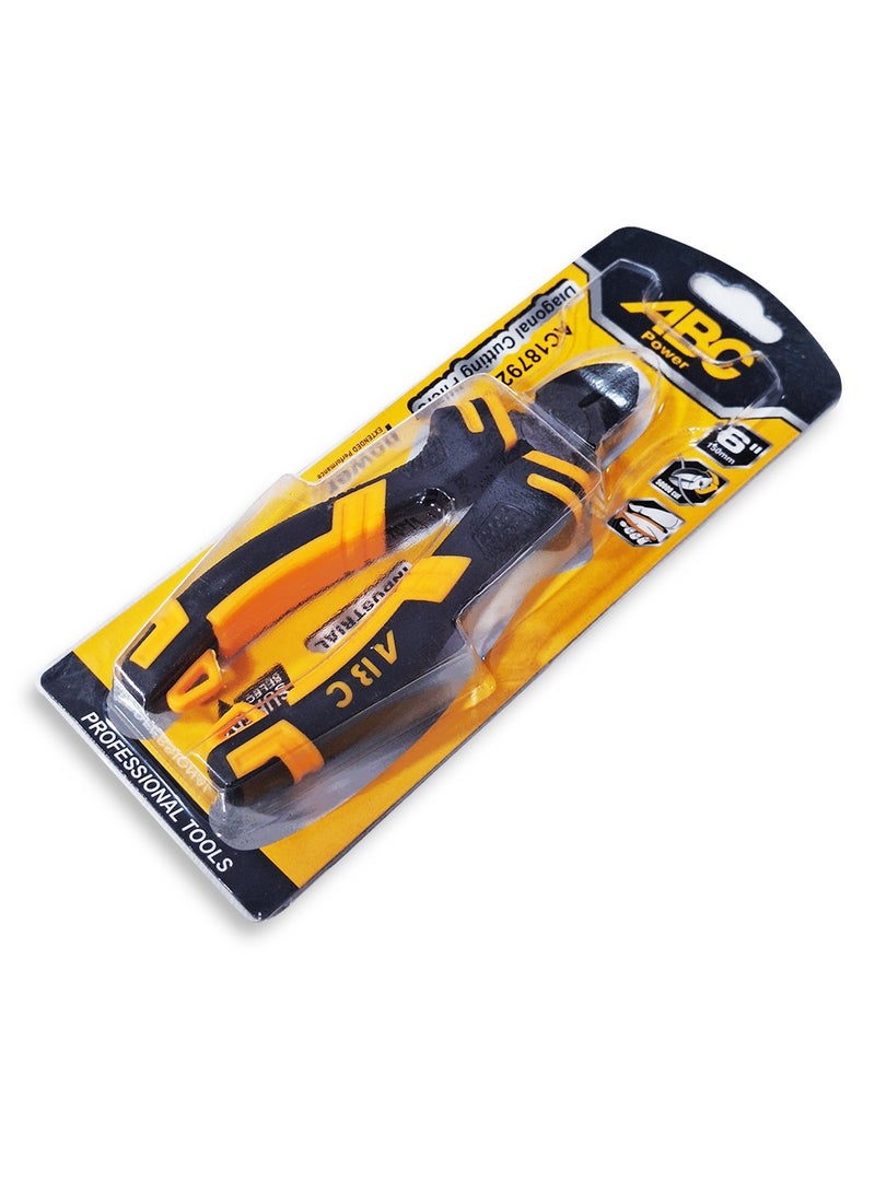 اي بي سي كماشة قطع قطرية 6 بوصة، شفرة حادة قوية، مقابض مريحة مطلية بطبقة غير قابلة للانزلاق، لقطع روابط الكابلات والبلاستيك الخفيف والأسلاك المعدنية والنحاسية بسهولة، تصميم صناعي قوي لتحمل الاستخدام الشاق، للاستخدام اليومي في ورش العمل والمنازل - Image 4