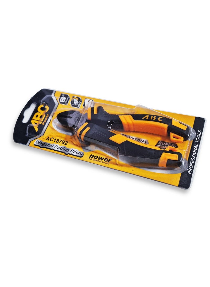 اي بي سي كماشة قطع قطرية 6 بوصة، شفرة حادة قوية، مقابض مريحة مطلية بطبقة غير قابلة للانزلاق، لقطع روابط الكابلات والبلاستيك الخفيف والأسلاك المعدنية والنحاسية بسهولة، تصميم صناعي قوي لتحمل الاستخدام الشاق، للاستخدام اليومي في ورش العمل والمنازل - Image 3