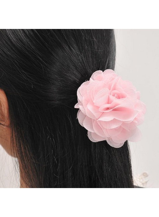Merdia Lady Peony Silk Party Wedding Brooch Corsage Hair Head Clip Headdress Flowers (Pink Color) - Image 5