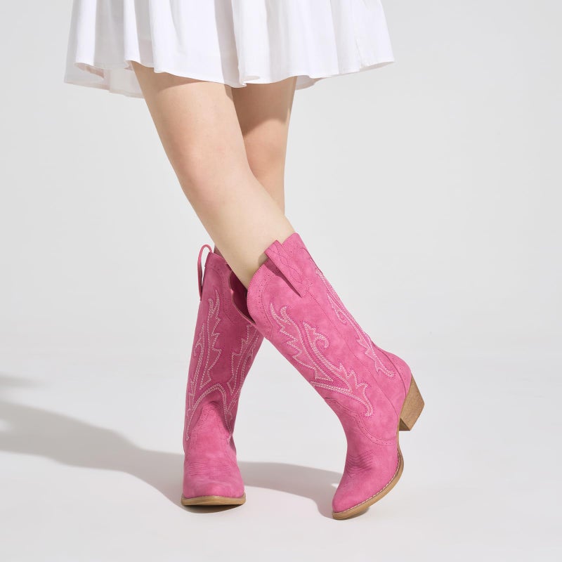 HISEA Rollda Cowboy Boots for Women, Cowgirl Boots, Comfortable Western Boots with Pointed Toe Stitched Embroidery for Country Concert Dancing Wedding Traveling Daily Outfits - Image 4