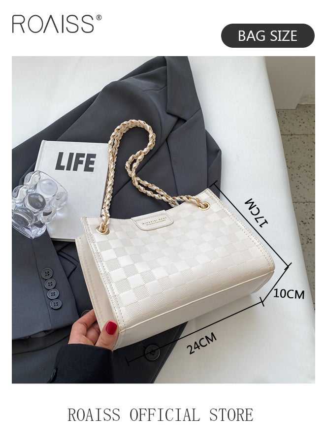 roaiss - Women Grid Pattern Shoulder Bag Versatile Crossbody Bag with Fashionable and High Quality Design Minimalist Tote Bag for Everyday Use - Image 1