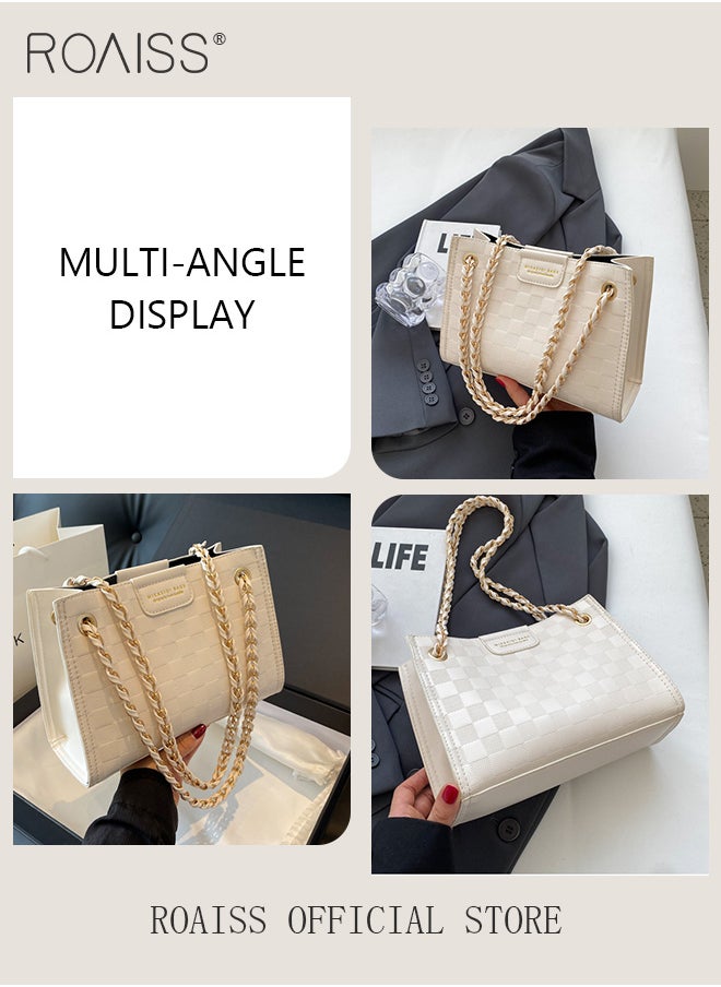 roaiss - Women Grid Pattern Shoulder Bag Versatile Crossbody Bag with Fashionable and High Quality Design Minimalist Tote Bag for Everyday Use - Image 1