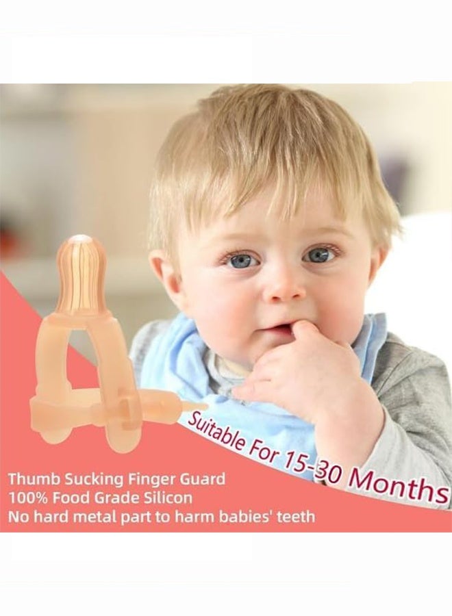 BEBLOSSOM Silicone Baby Teether & Thumb Sucking Stopper Set, Food-Grade BPA-Free Teething Toy with Adjustable Thumb Guard & Wrist Strap, Safe Oral Care for Babies - Image 4