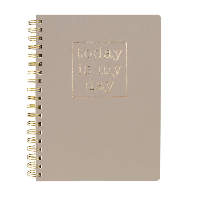 Graphique Vegan Leather Spiral Journal, â€œTodayâ€ â€“ 8â€ x 10", 192 Lined Pages, "Today is My Day" Quote Embellished in Gold Foil on the Cover â€“ Perfect for Taking Notes, Lists and More - Image 1