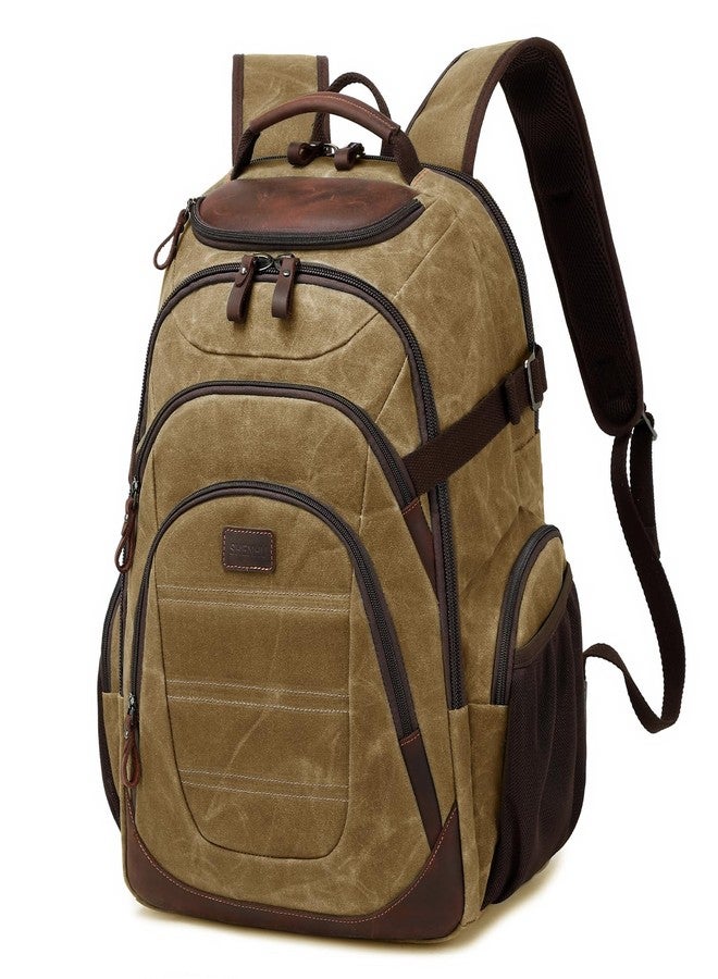 SHENHU Travel Laptop Backpack 17.3 inch XL Computer Backpack for Men Waxed Canvas College Daypack Business Backpack Brown - Image 1