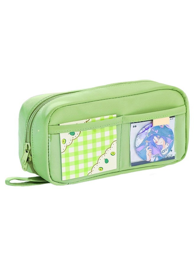 فنبلاست حافظة أقلام فن بلاست للأطفال - حقيبة أقلام كبيرة بسحاب للأطفال والكبار، حقيبة متعددة الأغراض للقرطاسية للأطفال، حقيبة مكياج، حقيبة جمالية (أخضر) - Image 1