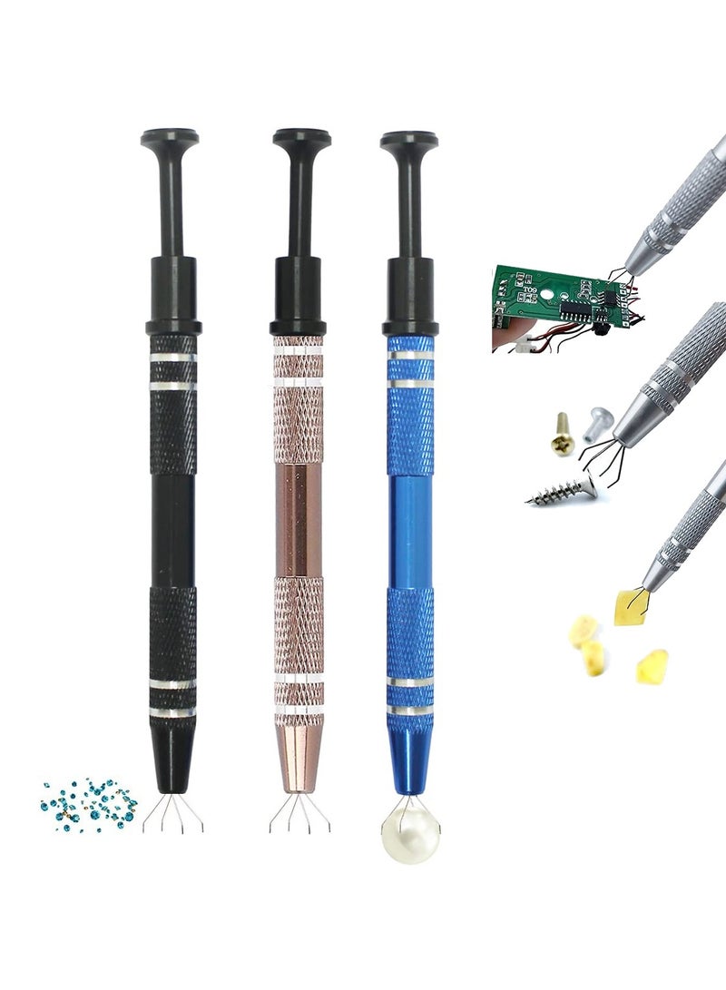 3 Pieces Professional Metal Jewelry Tweezers - Durable 4-Claw Electronic Component Catcher for Welding & Jewelry Making - Image 1