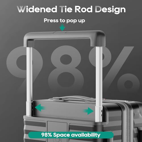 Joyway 20 Inch Carry on Luggage with Front Pocket, PC Hardshell Carry-on Suitcase with USB Port and Cup Holder, 21.5x14.2x9 Airline Approved, Luggage with Spinner Wheels and TSA Lock (Grey) - Image 4