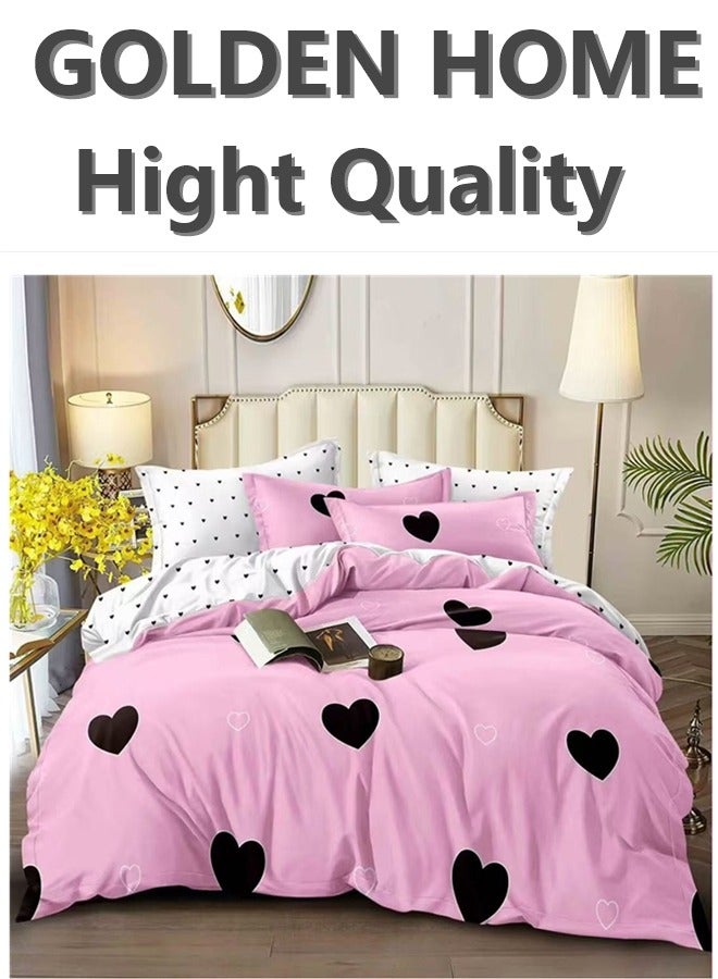 GOLDEN HOME Premium Floral King Size Duvet Cover Set - Includes 1 Duvet Cover, 4 Pillow Covers, 1 Elastic Fitted Sheet (UAE Hot Climate Edition)