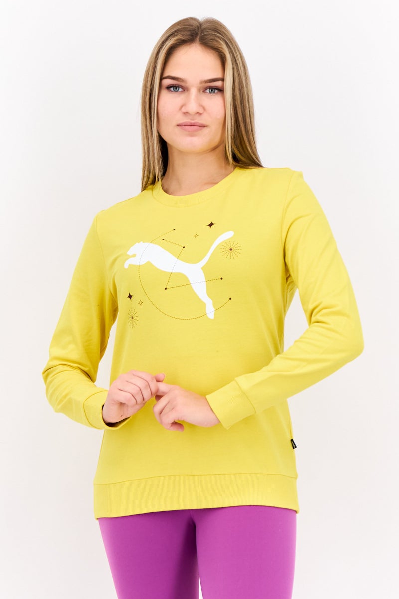 PUMA Women Sportswear Fit Long Sleeves Outdoor Sweatshirt, Yellow - Image 1