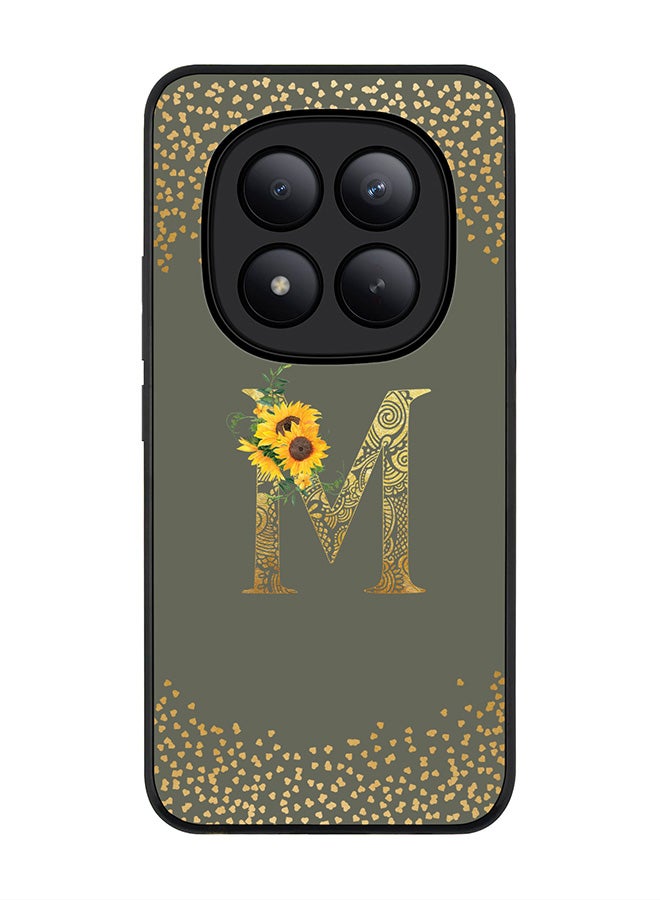 Stylizedd For Xiaomi Redmi Note 15 Pro+ / Poco M8 Pro Case,Slim fit Camera Protection, Shockproof Thin Phone cover  - Custom Floral Monogram - M  (Olive Green ) - Image 1