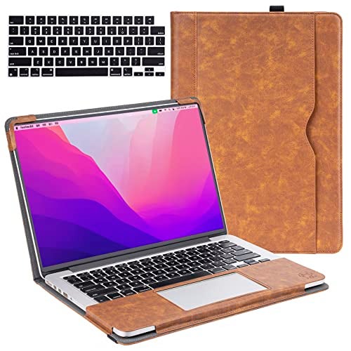 TT TYTX TYTX Compatible with MacBook Pro 14 Inch Leather Case 2025 2024 2023 2022 2021 Release M5 A3434 M4 A3112 A3185 A3401 M3 A2918 A2992 M2 A2779 M1 A2442, Protective Folio Book Cover, Brown - Image 1