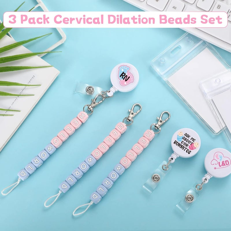 Woanger 3 Pcs Labor and Delivery Badge Reel Nurse Gifts 3pcs Cervical Dilation Beads for Ld Rn NursesPlastic - Image 5