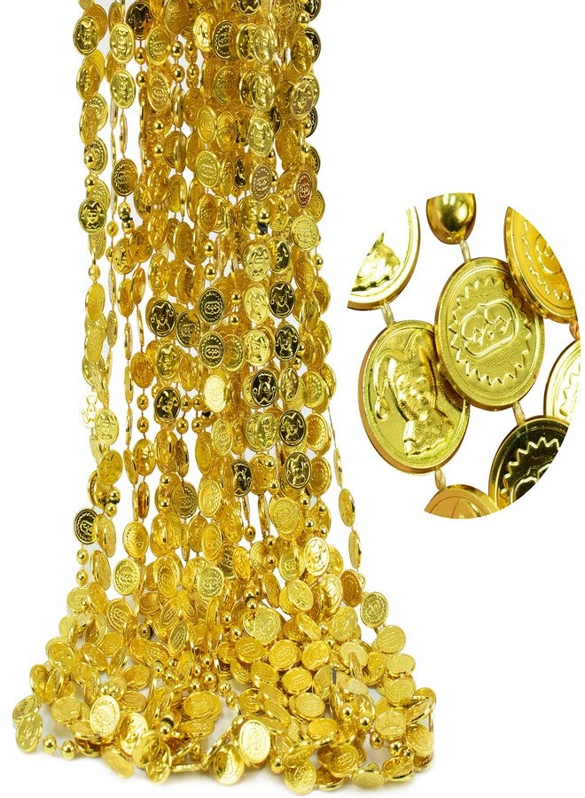 GIFTEXPRESS 12PC 33 Inch Gold Casino Token Bead Necklace for Mardi Gras Parades, Festival and Party Favor - Image 1