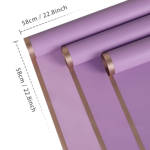 FUHITIM 20 Sheets Flower Wrapping Paper - Waterproof Floral Bouquet Packaging Paper for DIY Crafts，Florist Supplies Packaging Paper for Wedding Birthday Gift (Light Purple) - Image 2