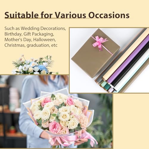 FUHITIM 20 Sheets Flower Wrapping Paper - Waterproof Floral Bouquet Packaging Paper for DIY Crafts，Florist Supplies Packaging Paper for Wedding Birthday Gift (Light Purple) - Image 5