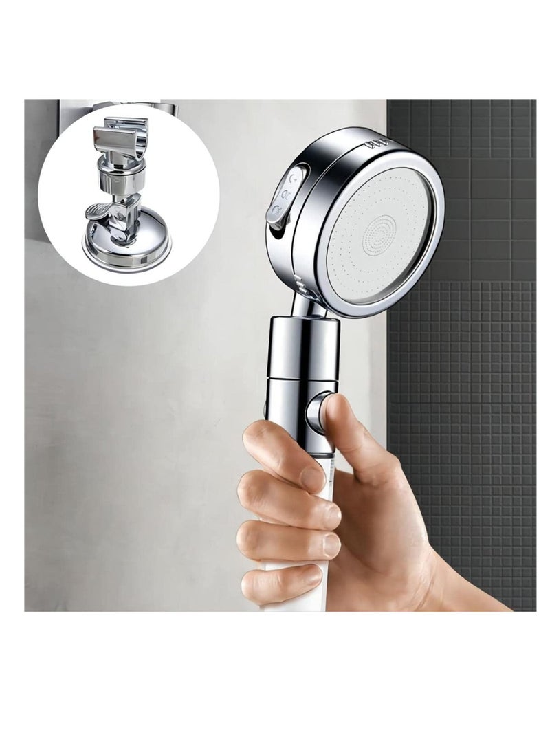 NIBEMINENT Shower Head Holder Bathroom Suction Cup Handheld Showerhead Bracket, Adjustable Height Holder, Removable Wand Wall Mounted Bracket Silver 2pcs - Image 1