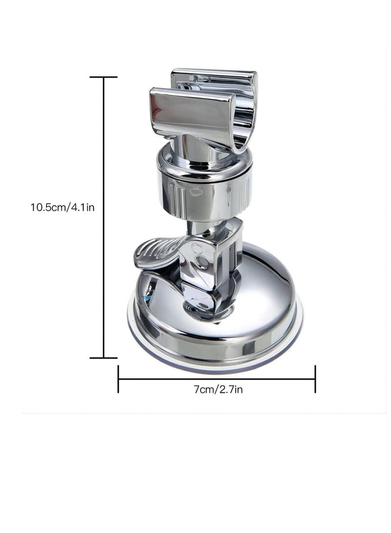 NIBEMINENT Shower Head Holder Bathroom Suction Cup Handheld Showerhead Bracket, Adjustable Height Holder, Removable Wand Wall Mounted Bracket Silver 2pcs - Image 5