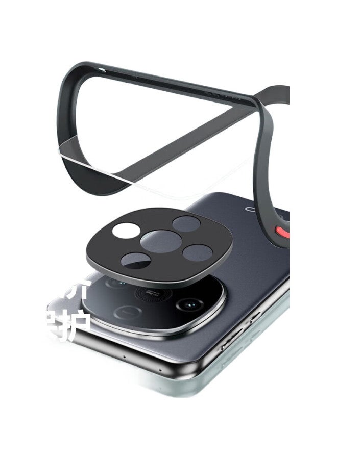 Freeson Freeson Matte Frosted 2-In-1 Anti-Drop Soft Hard Shell Case For Vivo Y300, Thin Anti-Drop Full Cover Lens Protection Case, Transparent Black - Image 2