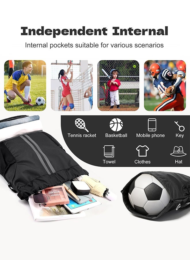 Polish'D Drawstring Backpack Gym Bag with Shoes Compartment for Soccer, Basketball, Swim, Water-Resistant String Backpack Beach Cinch for Women Men - Image 5